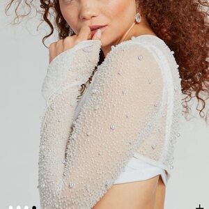 Windsor Abundant Luxury Faux Pearl Bead Bolero size Small White